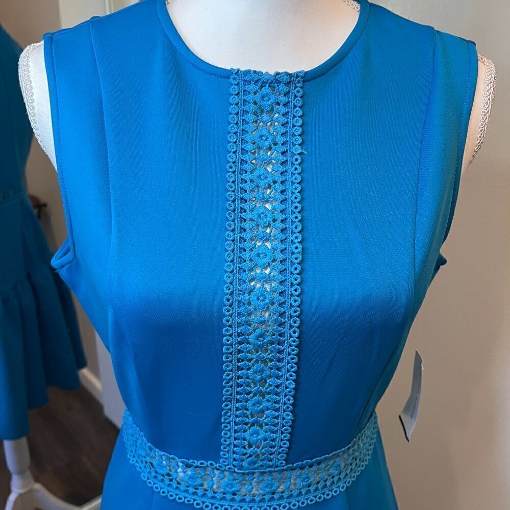 NWT Alexia Admor Blue Justine Sleeveless Dropped Waist mini dress, Size Small - Picture 4 of 16